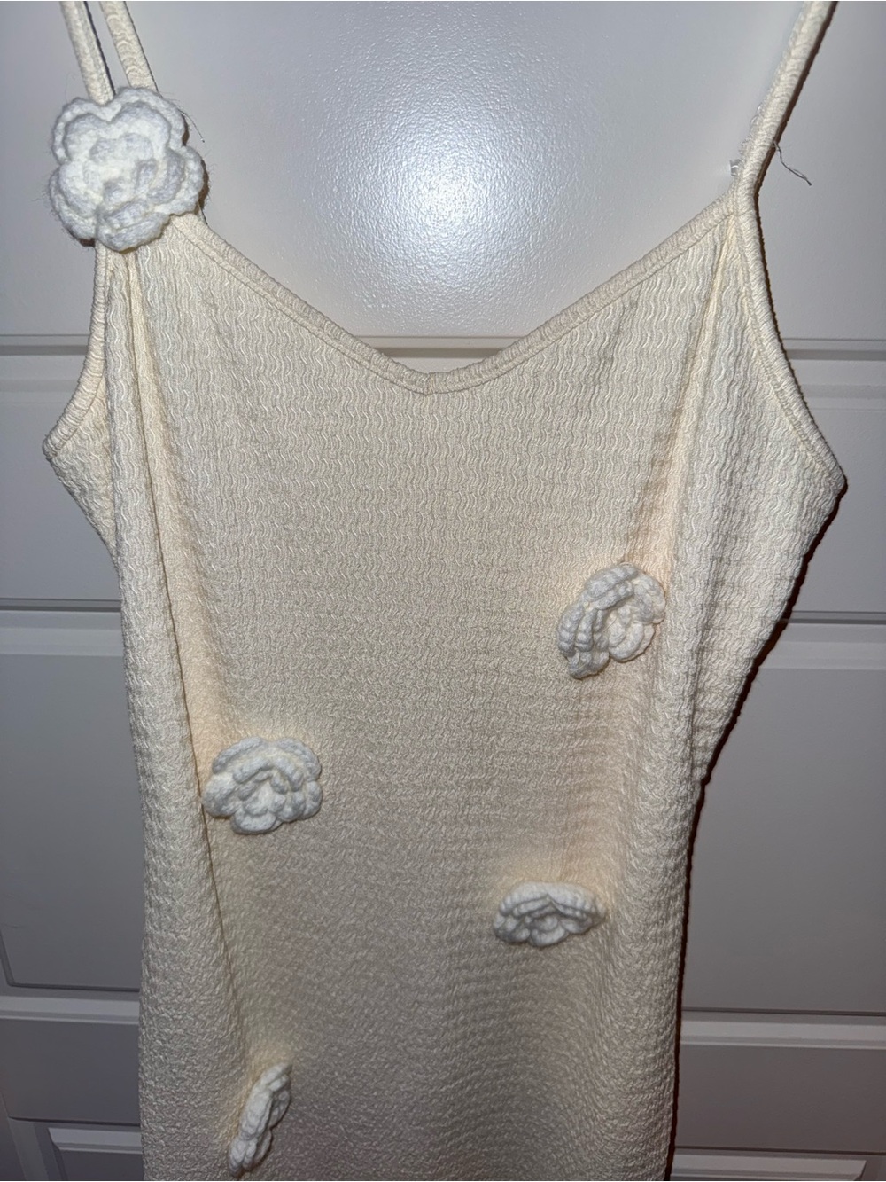 Elegant Cream Floral Appliqué Slip Dress - Picture 2 of 6